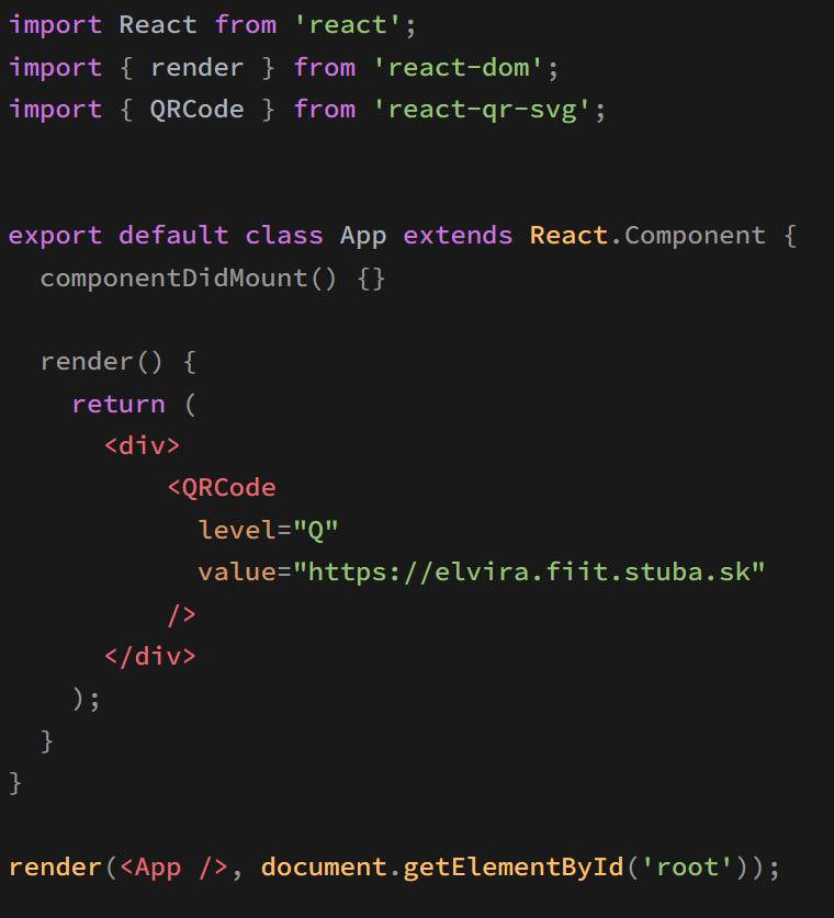Vytvorenie QR kódu v Reacte